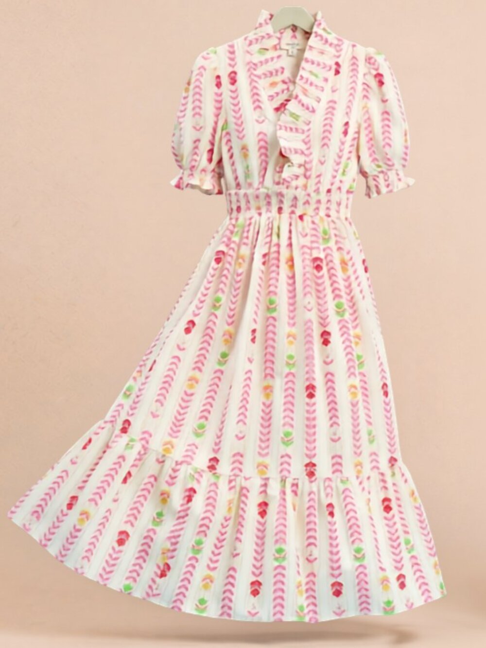 Umgee Vibrant Ruffle Smocked Midi Dress